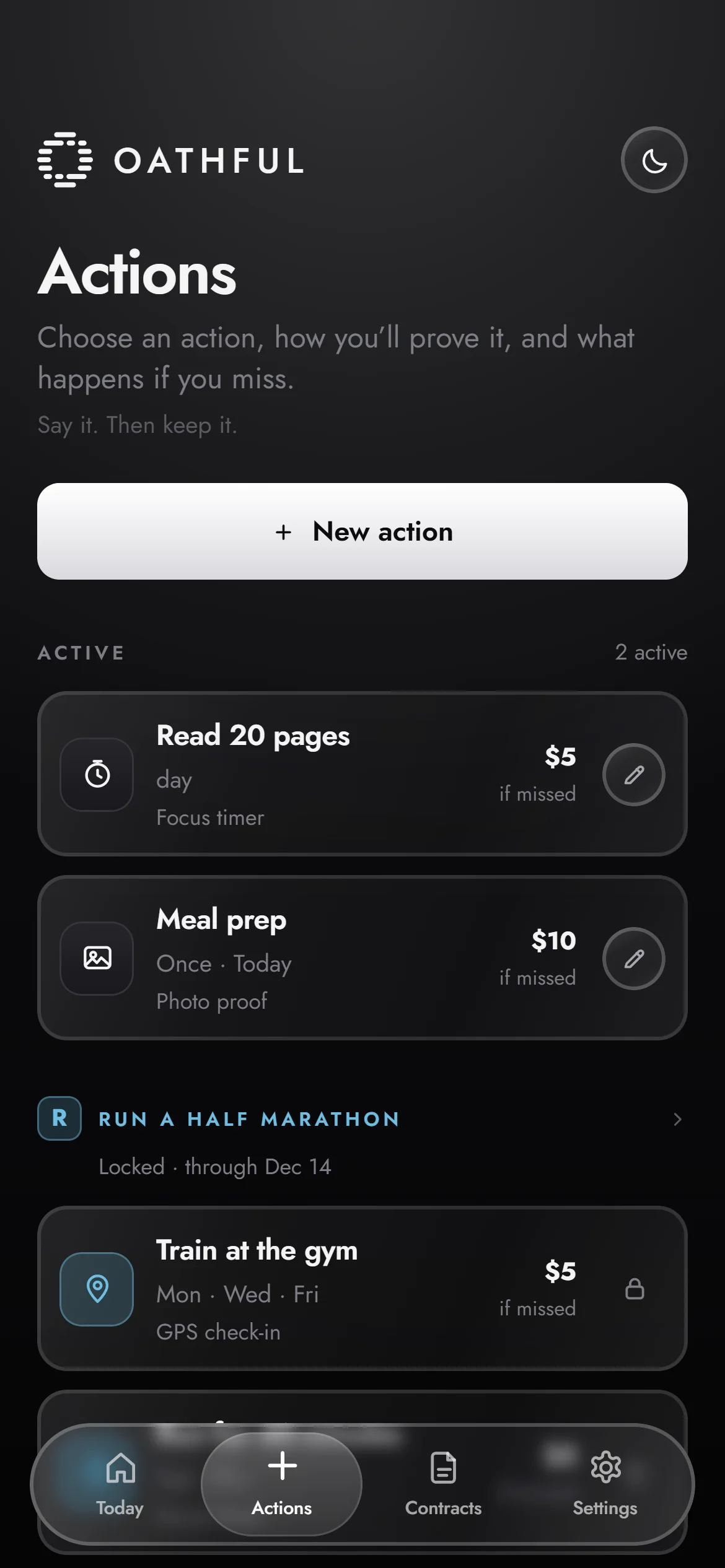 The Actions tab